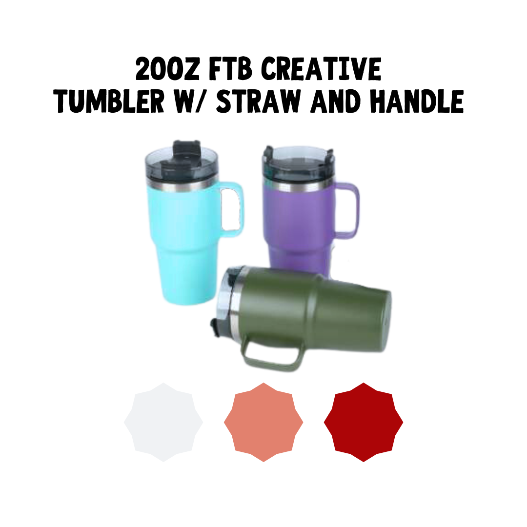 20oz FTB Creative Tumbler with Straw and Handle