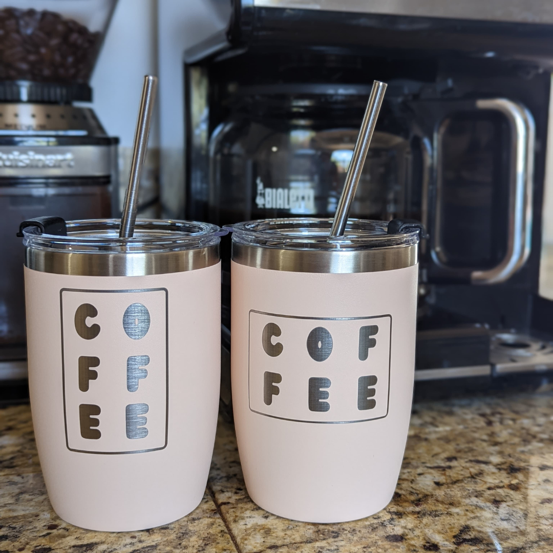 Customized 12 oz Stainless Tumbler with Straw